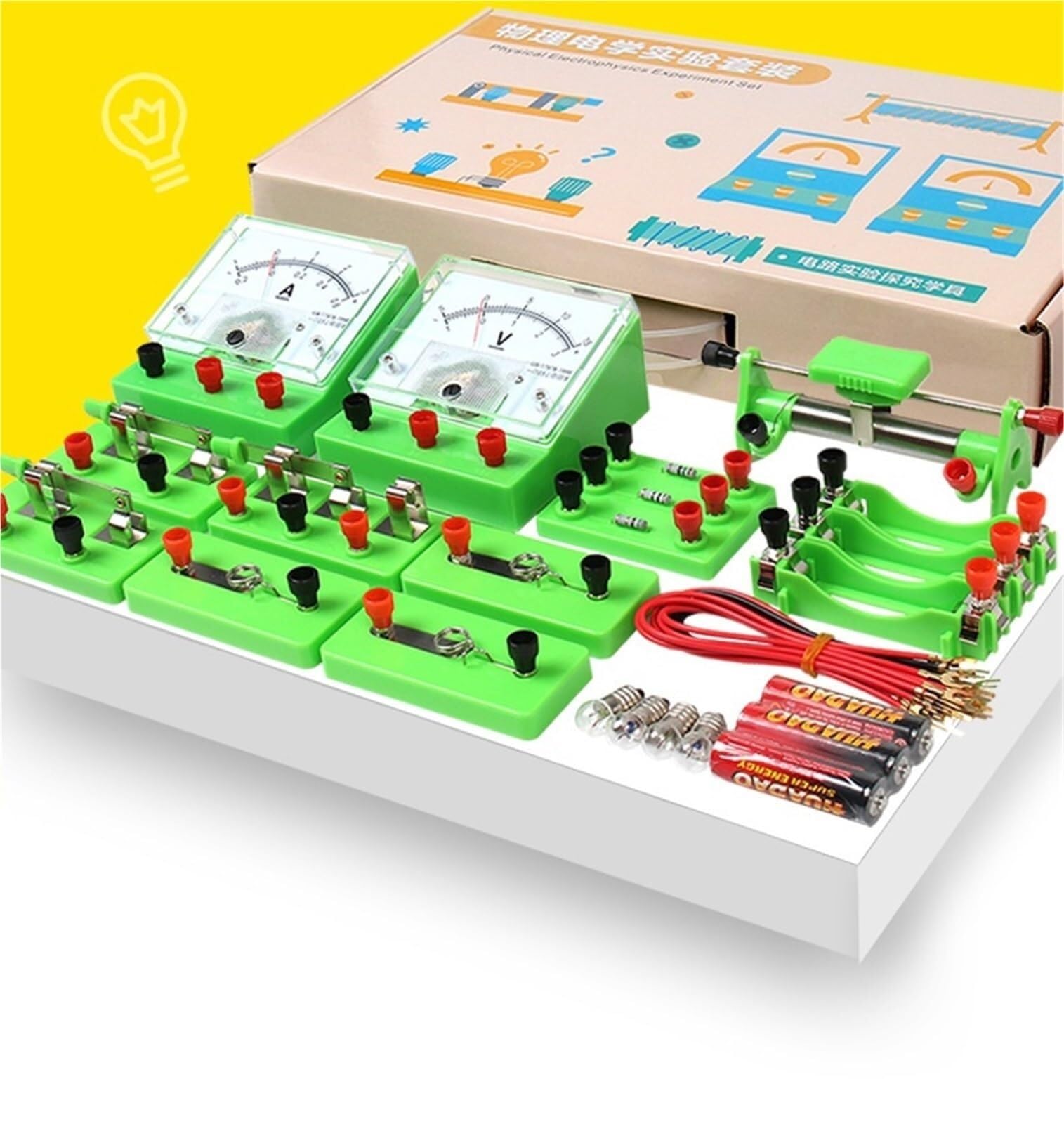 Elektromagnetische Experimentelle Lehrmittel Physikalisch-elektrischer Experimentierkasten Physik Wissenschaftslabor Lernschaltungssatz Elektrizitäts-Experimentiersatz For Schüler-Kit Lehrmittel