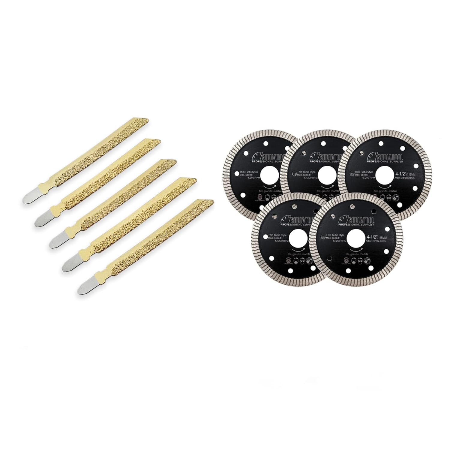 SHDIATOOL Diamond Jig Saw Blades for Tile Ceramic Brick Granite Marble with T-Shank 46 Grit