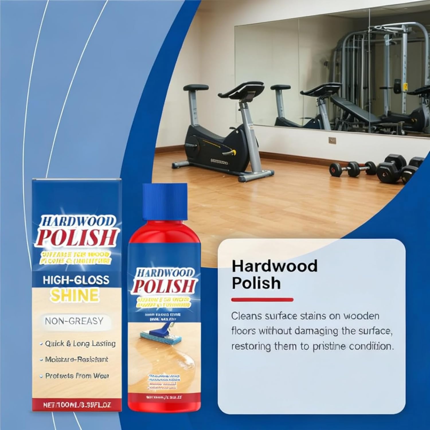 High-Gloss Shine Wood Floor Polish, Hardwood Floor Restorer, Restore & Protect Your Wood Floors, Instant High-Gloss Shine for Home Surfaces, Wood Polish for Floors & Furniture (3 Pcs)