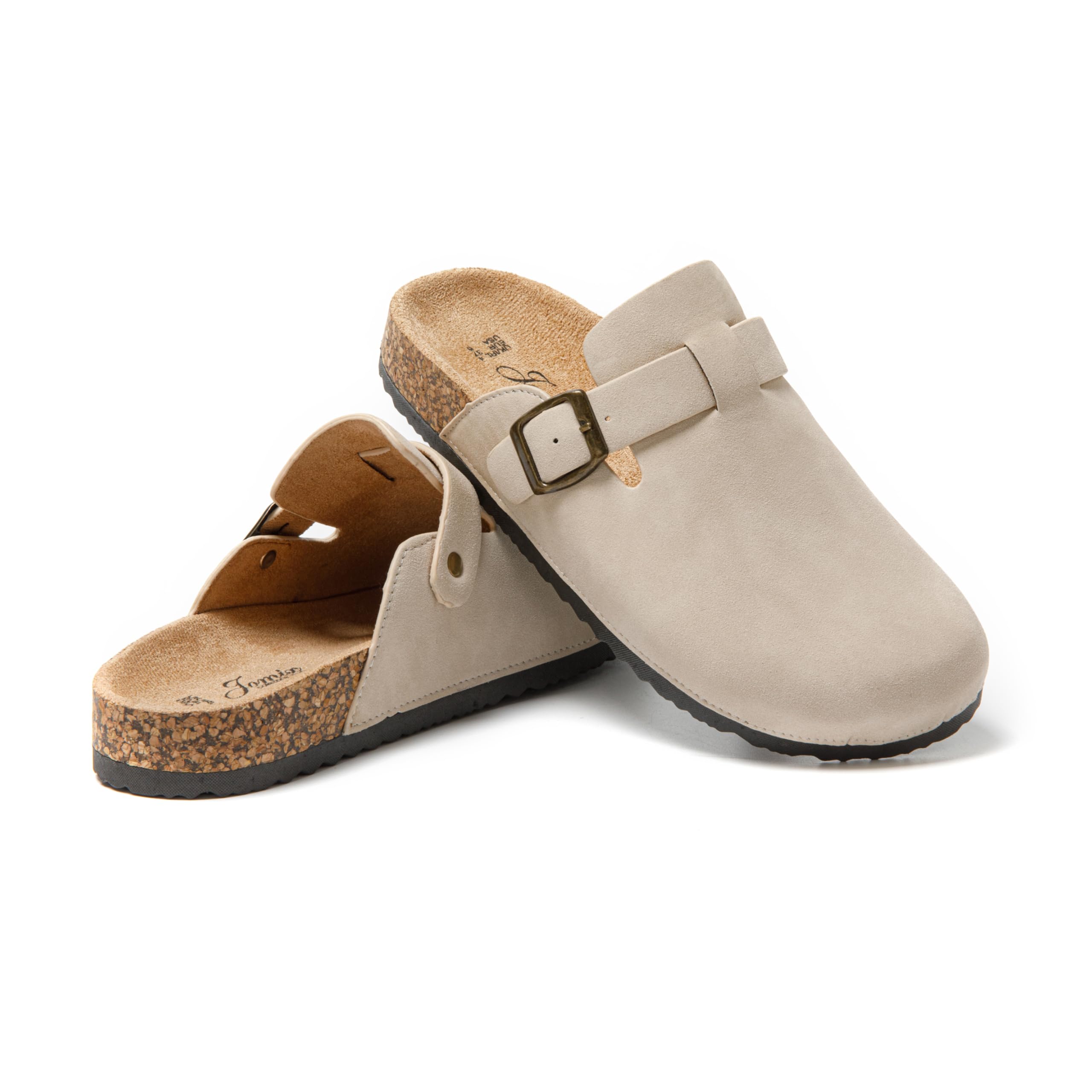 JOMIX Pantoletten Damen Geschlossen Hausschuhe mit Kork Fußbett rutschfeste Gartenschuhe Clogs