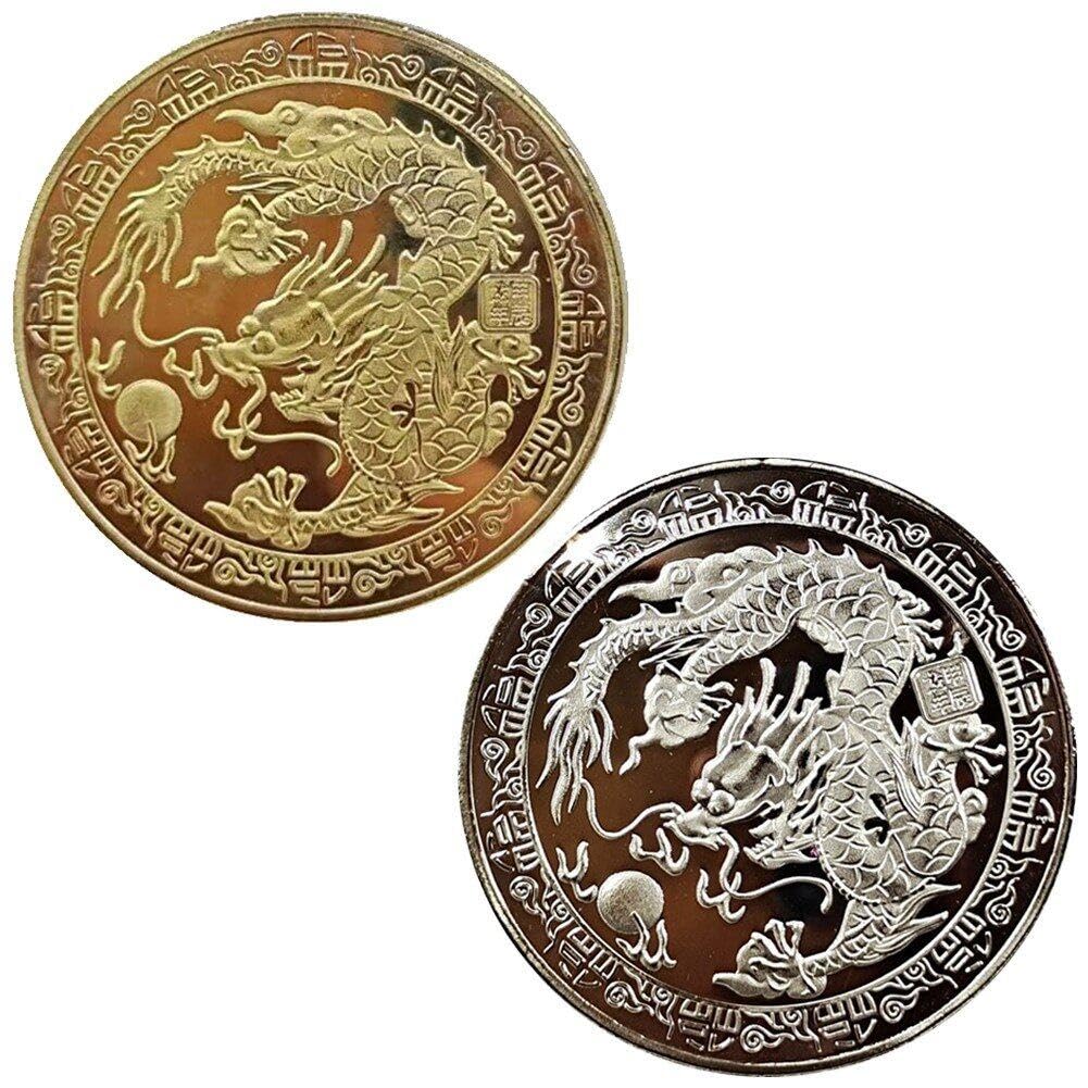 Lpitoy As Shown Dragon Gold Coin China Mascot Dragon Commemorative Coins Gold Plated Collectibles Good Luck Challenge Coin New Year Gifts