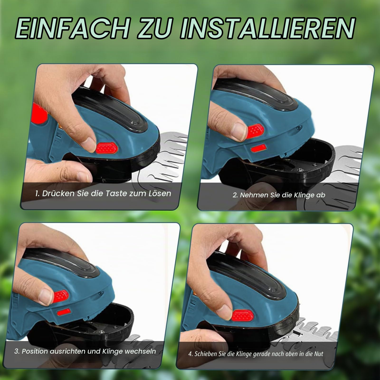 Akku Grasschere Strauchschere Set für Makita mit Lange,Kurze Klingen | 2 in 1 Grasschere, Heckenschere 2500U/min Handliche Strauchtrimmer Rasenschere Kabelloser Grasmesser für Büsche,Gras