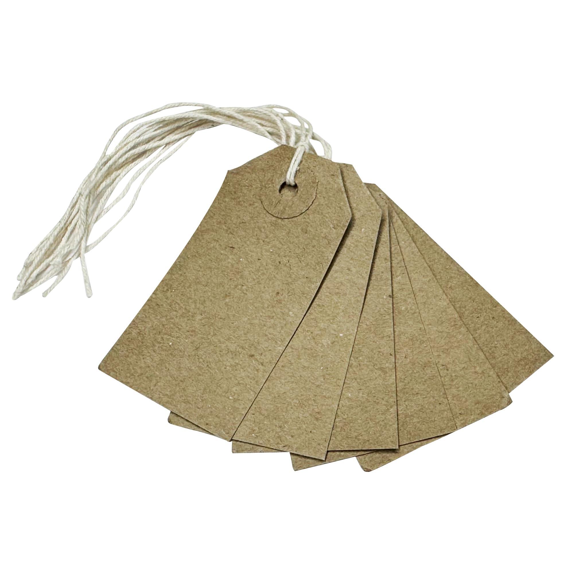 Box of 1000 Brown Buff Strung Tags 70mm x 35mm - Luggage String Labels