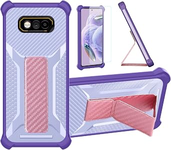 bojioderf Case Compatible for JCB Phone ToughPhone E10 Phone Case Stand Cover [with 1* Tempered Glass Screen Protector] Hybrid Case [Folding Support Magnetic] [Frosted Anti-Fingerprint] Purple