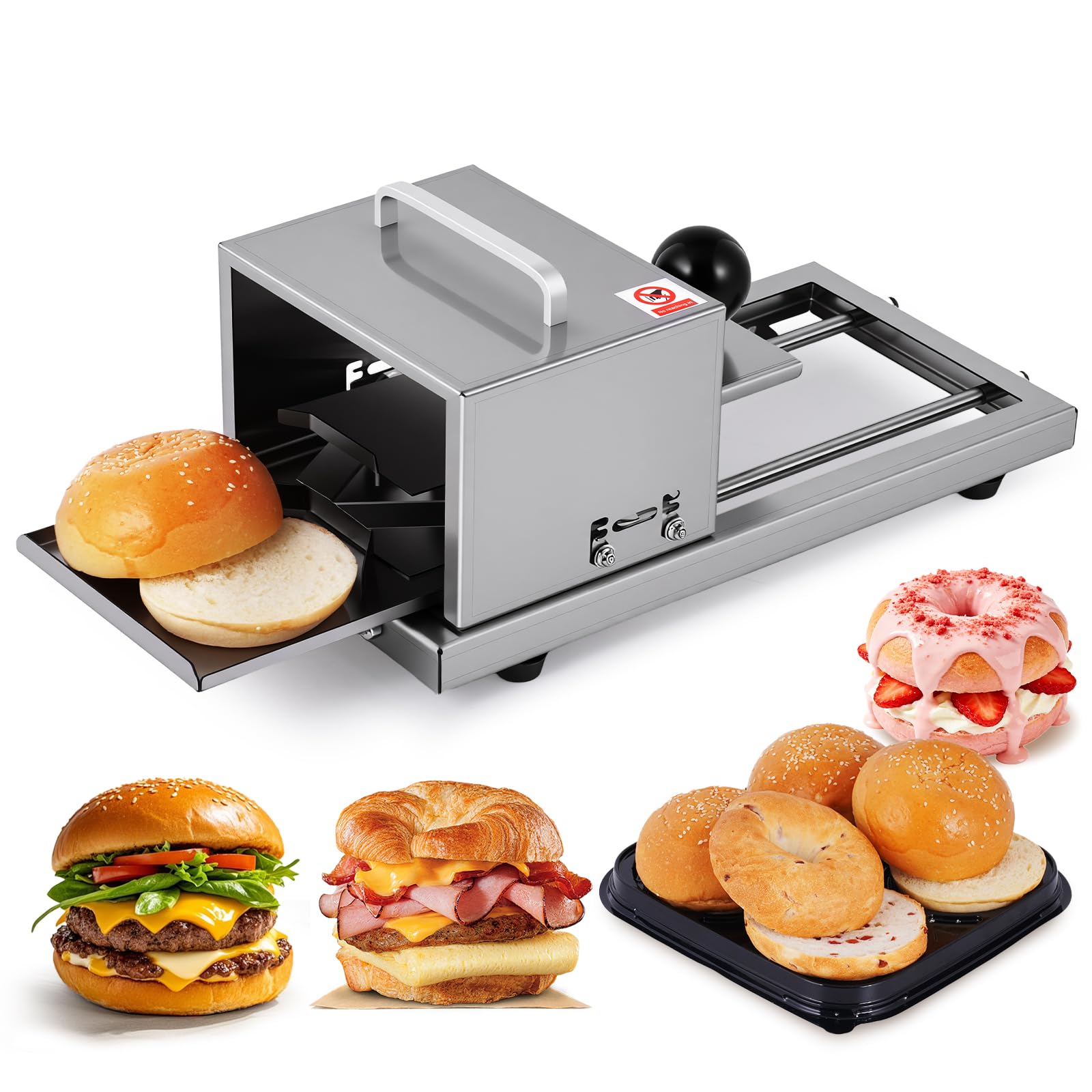 BAOSHISHAN Cortadora de panecillos para hamburguesas | Máquina porcionadora de pan y bagels, altura de corte regulable en 4 niveles