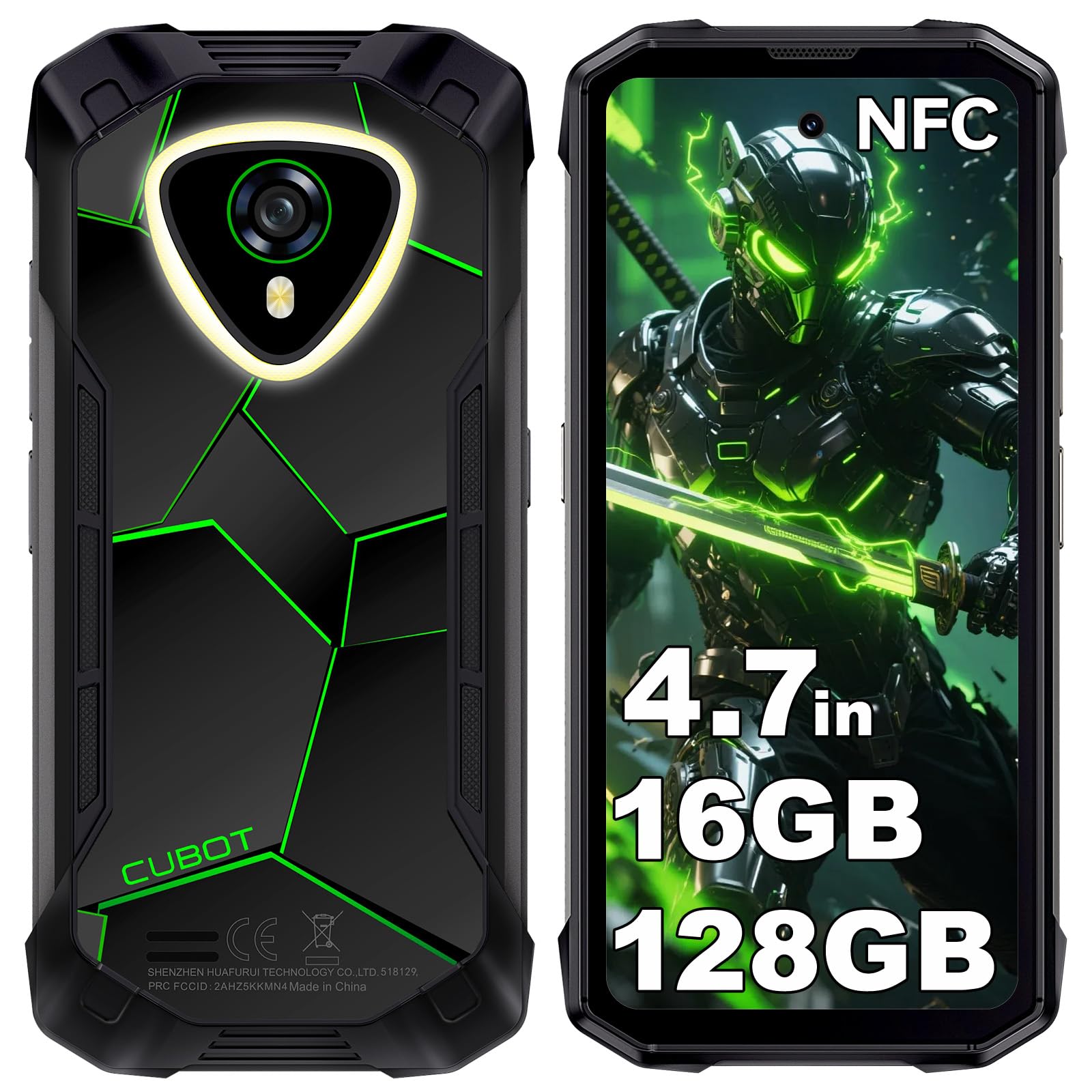 CUBOT Kingkong Mini 4 Rugged Smartphone Android 15, 16GB+128GB/1TB Telefono Indistruttibile, 90Hz 4.7'' Display, Campeggio Luce, 48MP, 4700mAh Celluare Antiurto, 4G Dual SIM/NFC/IP68/Widevine L1