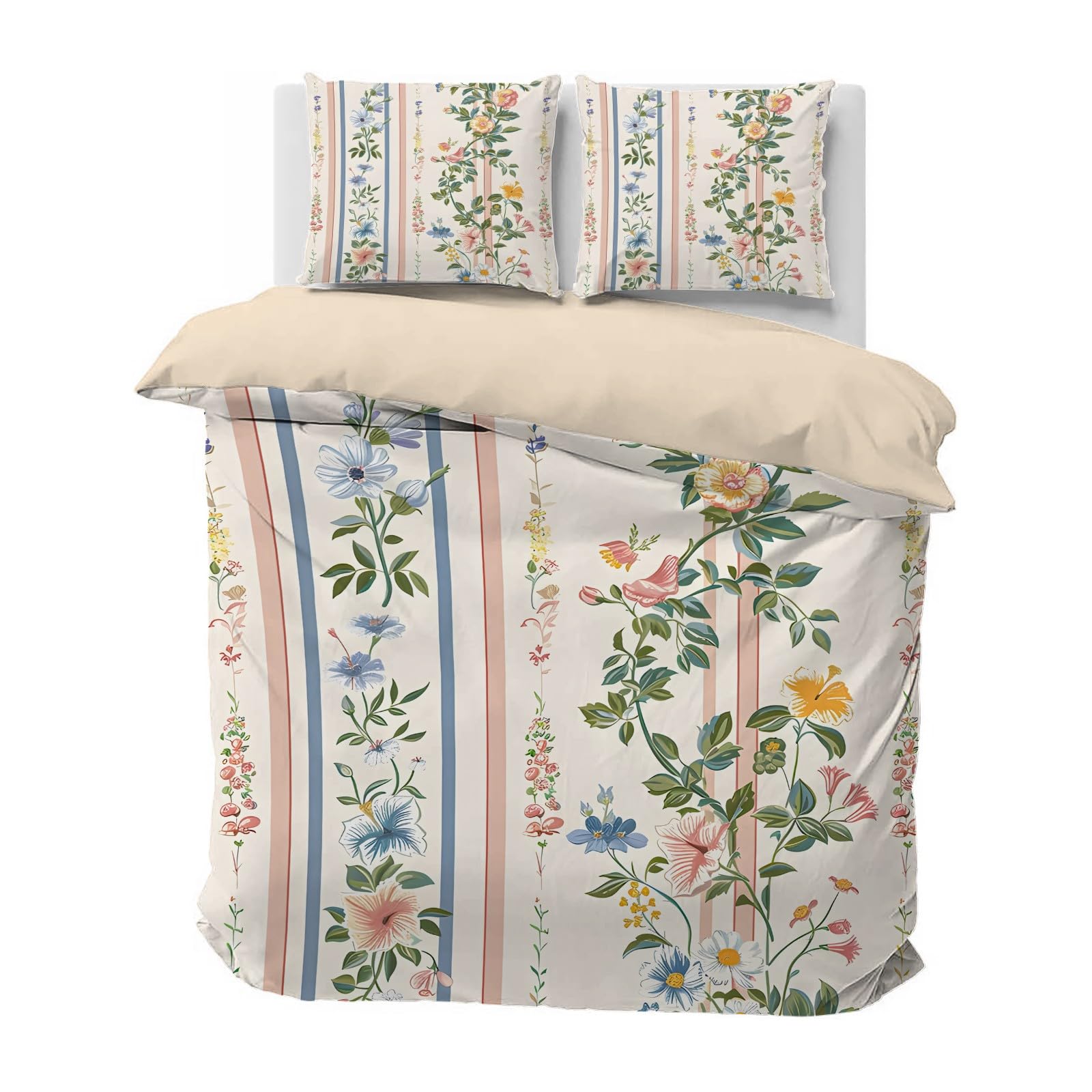Housse de Couette 240x260 avec Zip Facile et Taies d'Oreiller 65x65
