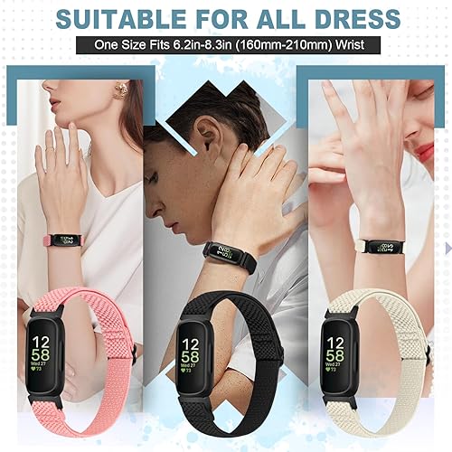 Miniatura 4 de XFYELE Elastic Nylon Bands Compatible with Fitbit Inspire 3Inspire 2Inspire HRInspireAce 3Ace 2 for Women Men, Soft Adjustable Stretchy Loop Straps