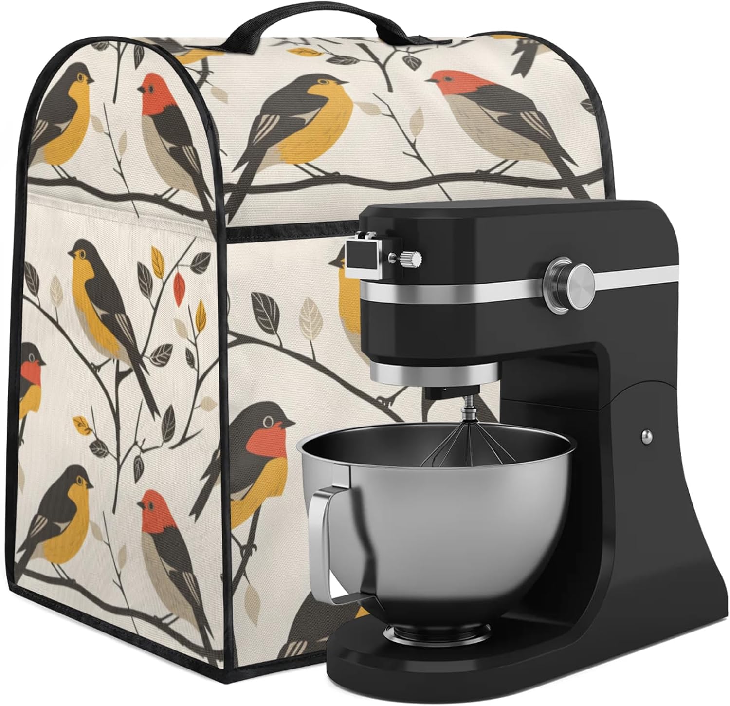 Kitchen Aid Mixer Cover, Blender Covers for Kitchen Counter, 6-8 Quarts Kitchen Mixers Accessories Dust Covers for Stand Mixer Coffee Maker with Top Handle and Zipper Pocket (Birds)