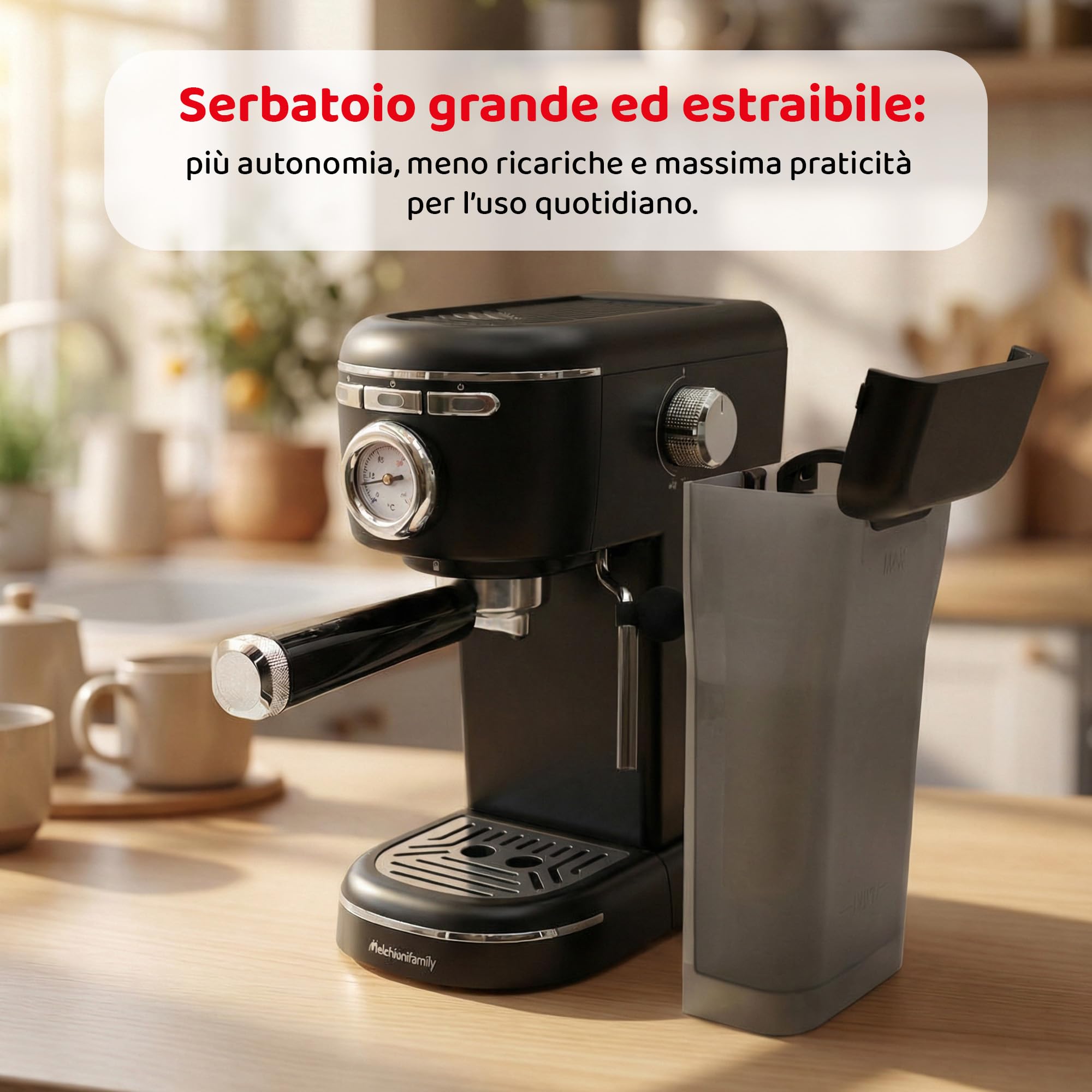 Aromatica Plus Machine à Café Expresso 3 en 1 Compatible Dosettes E.S.E, Capsules et Café Moulu | 15 Bars, Réservoir 1,2L, Mousseur à Lait Manuel pour Cappuccino, Noir