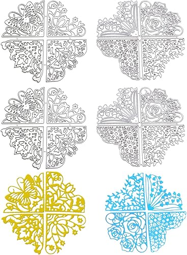 Miniatura 10 de 6 piezas troqueladas para hacer terneros con encaje, rectángulo cuadrado redondo en forma de corazón troquelado de metal, plantilla de grabado en