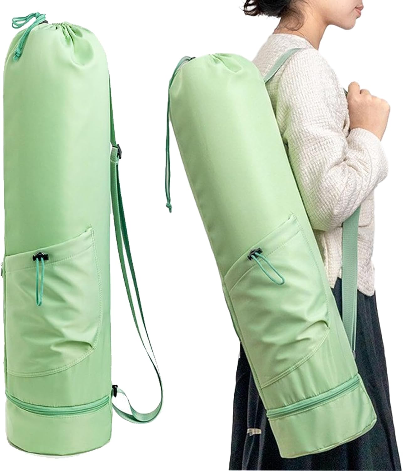 EDLMKM Yoga Mat Bag, Pilates Mat Bag, with Adjustable Carry Strap Pilates Bag with Bottle Pocket and Wet Compartment, Extra Wide, Fitness & Exercise Mat Travel Bag for Home Gym and Studio