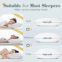 Vista 4 de viewstar Almohada de espuma viscoelástica tamaño Queen, 1 unidad, almohadas de cama trituradas firmes ajustables para dormir de lado y espalda