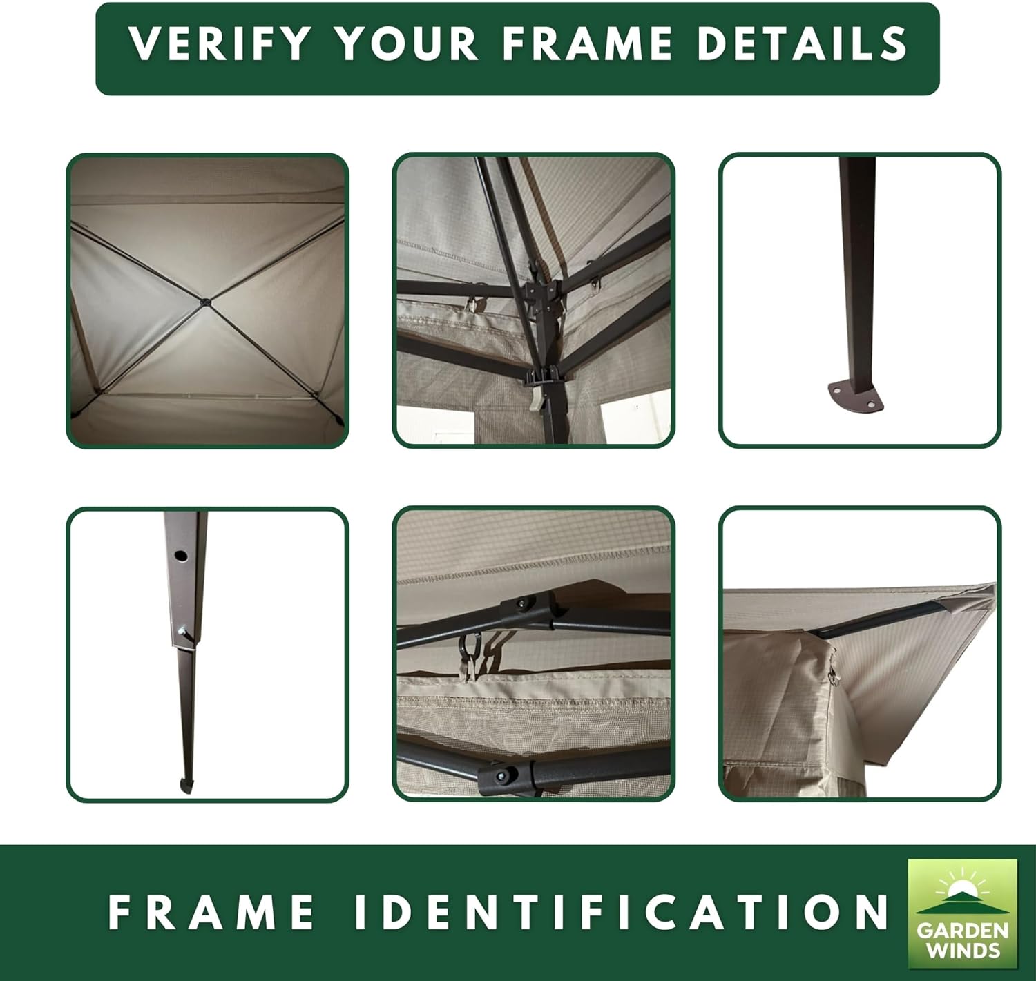 Garden Winds Reinforced Replacement Canopy Top Cover Compatible with The Joyside 11' x 11' Pop Up Gazebo - Classic Sand, Riplock 350