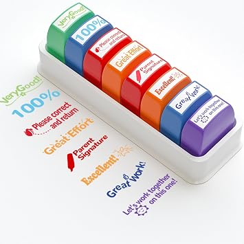 8 Pcs Teacher Stamps for Grading Classroom Self Inking Grading Stamps Gifts Stamp for School Elementary Kid Signature Homework Reward Supplies