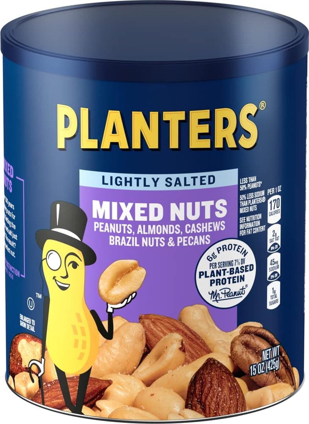 PLANTERS Lightly Salted Mixed Nuts, Plant Based Protein, 15 Oz (1 Ct)