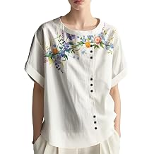 Womens Linen Animal Graphic Shirt Crewneck Short Sleeve Button Down Loose Fit Summer Top for Beach Vacation