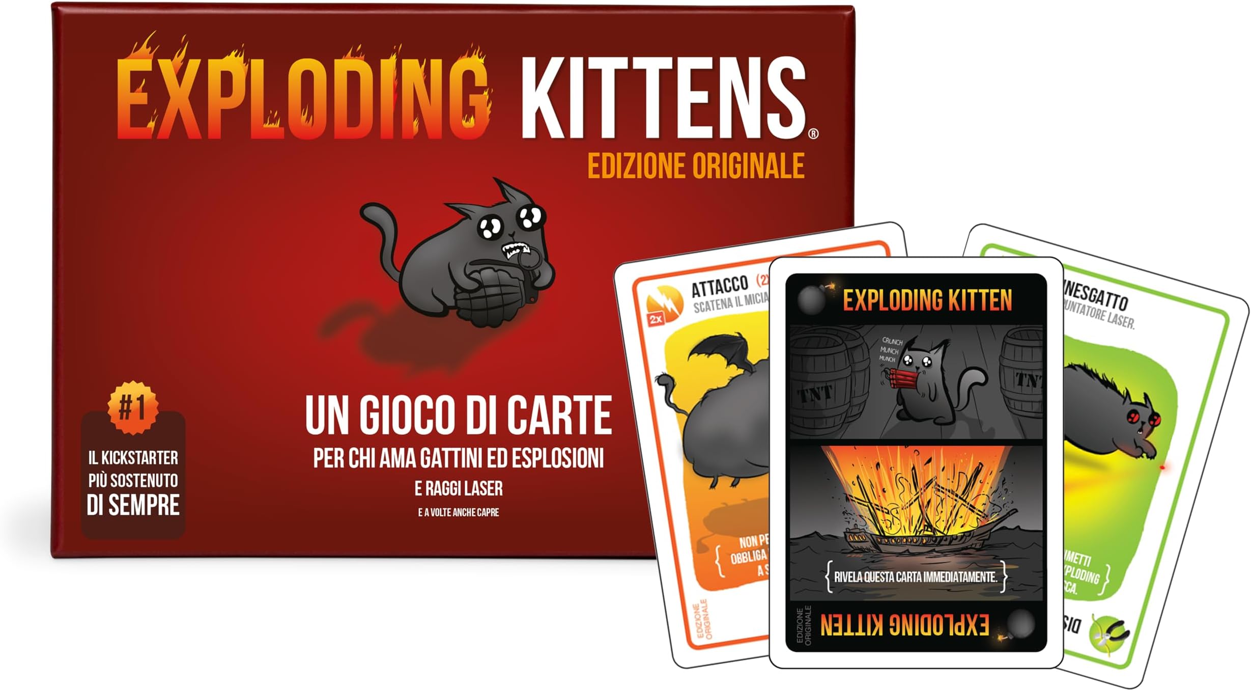 Exploding Kittens - Card Game, Party Game, 2-5 Players, 7+ Years, Edition in Italian