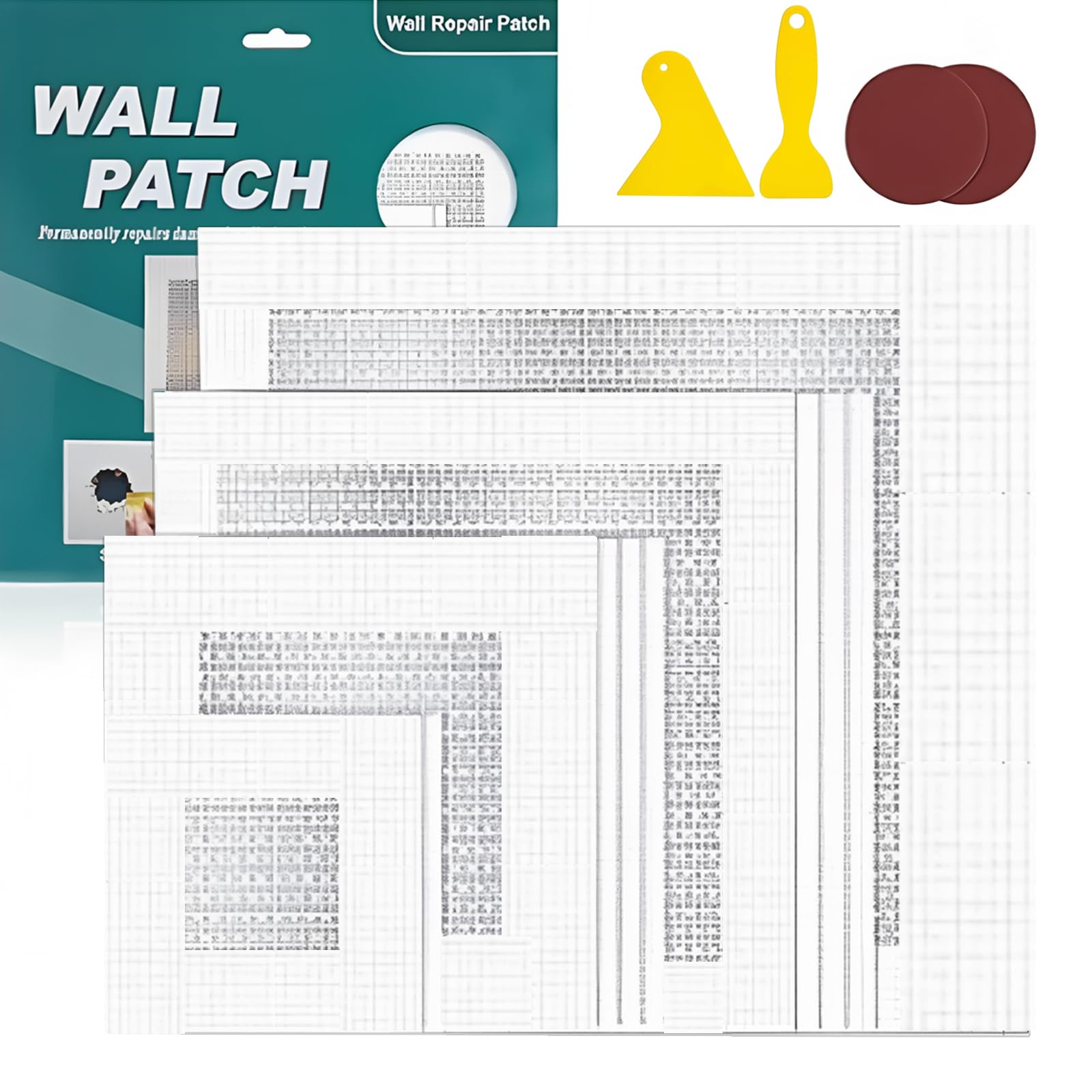 20pcs Dry Wall Repair Patches: 2/4/6/8 Inch Self Adhesive Fiberglass Plasterboard Repair Kit for Damaged Drywall Ceiling Filler Corners Holes