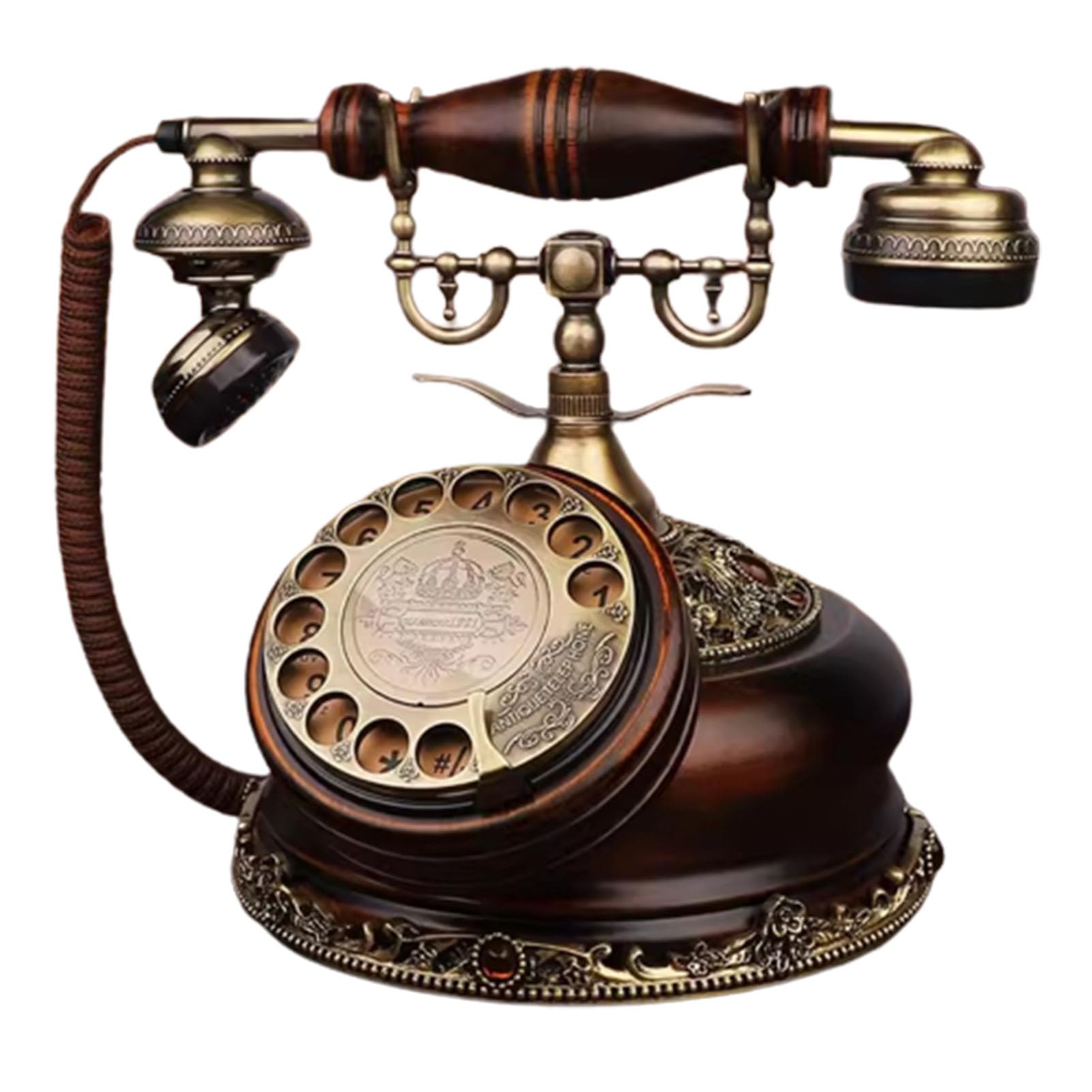 Klasyczny, europejski, antyczny telefon stacjonarny, retro, z tarczą obrotową, telefon stacjonarny z lat 20. XX wieku, z funkcją ponownego wybierania numeru, do biura i wystroju domu