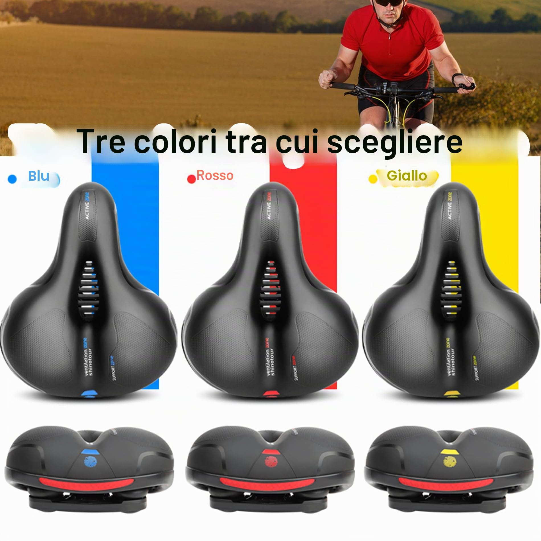 Sella per bicicletta da uomo e donna, comoda in gel ergonomico, con copertura impermeabile e chiave, morbida, traspirante, ammortizzante per la maggior parte delle biciclette