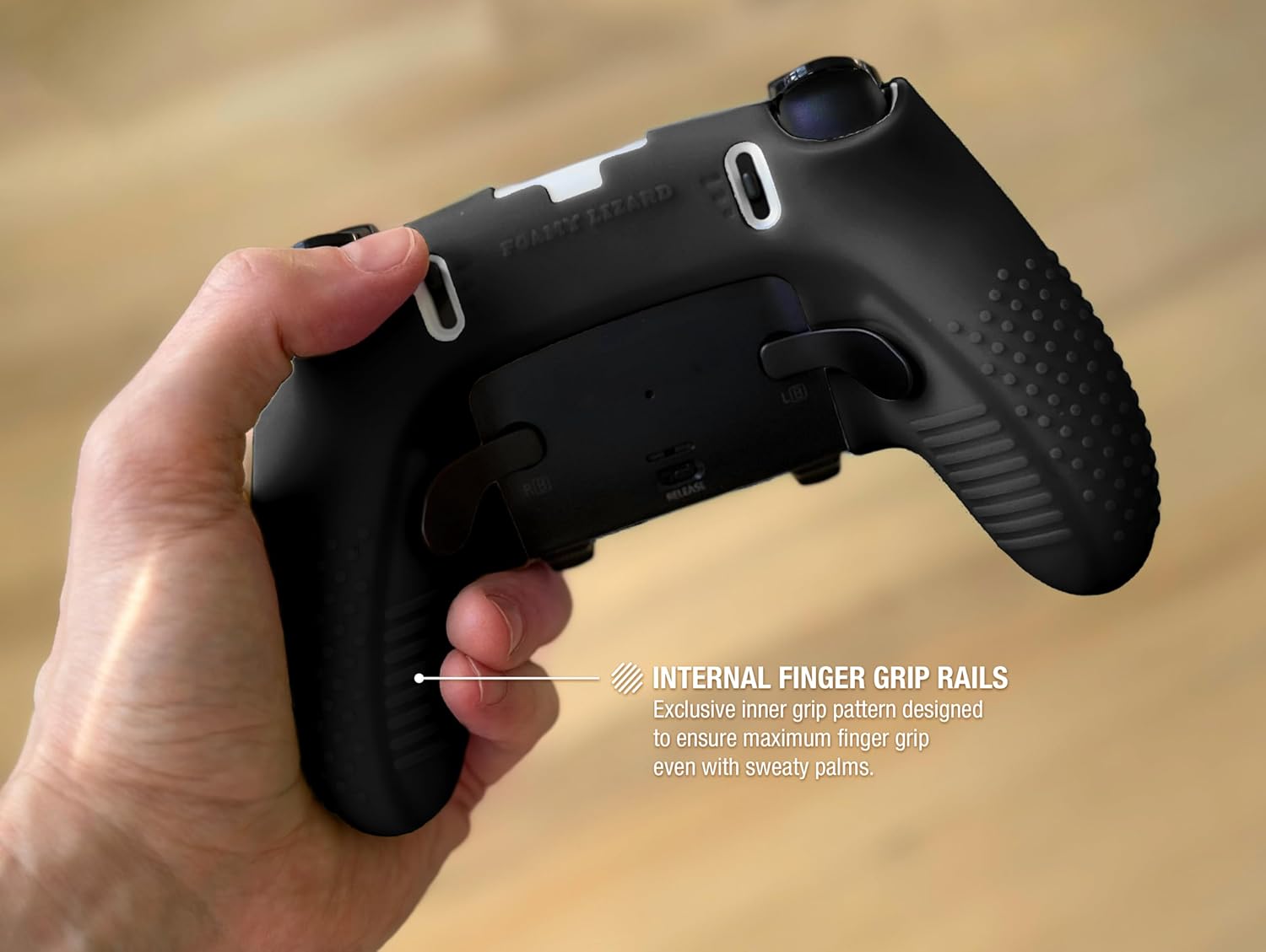 Foamy Lizard Eclipse PS5 Edge Controller Skin Combo Set | Dock Compatible, Protector Decals, Anti-Slip Soft Gel Silicone Cover, Faceplate Shell & Thumb Grips for PlayStation 5 DualSense Edge (Black) - Image 6