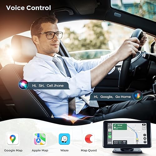 Miniatura 4 de Apple Carplay portátil de 7 pulgadas, pantalla táctil inalámbrica de doble DIN, compatible con Apple Carplay y Android Auto, estéreo para automóvil