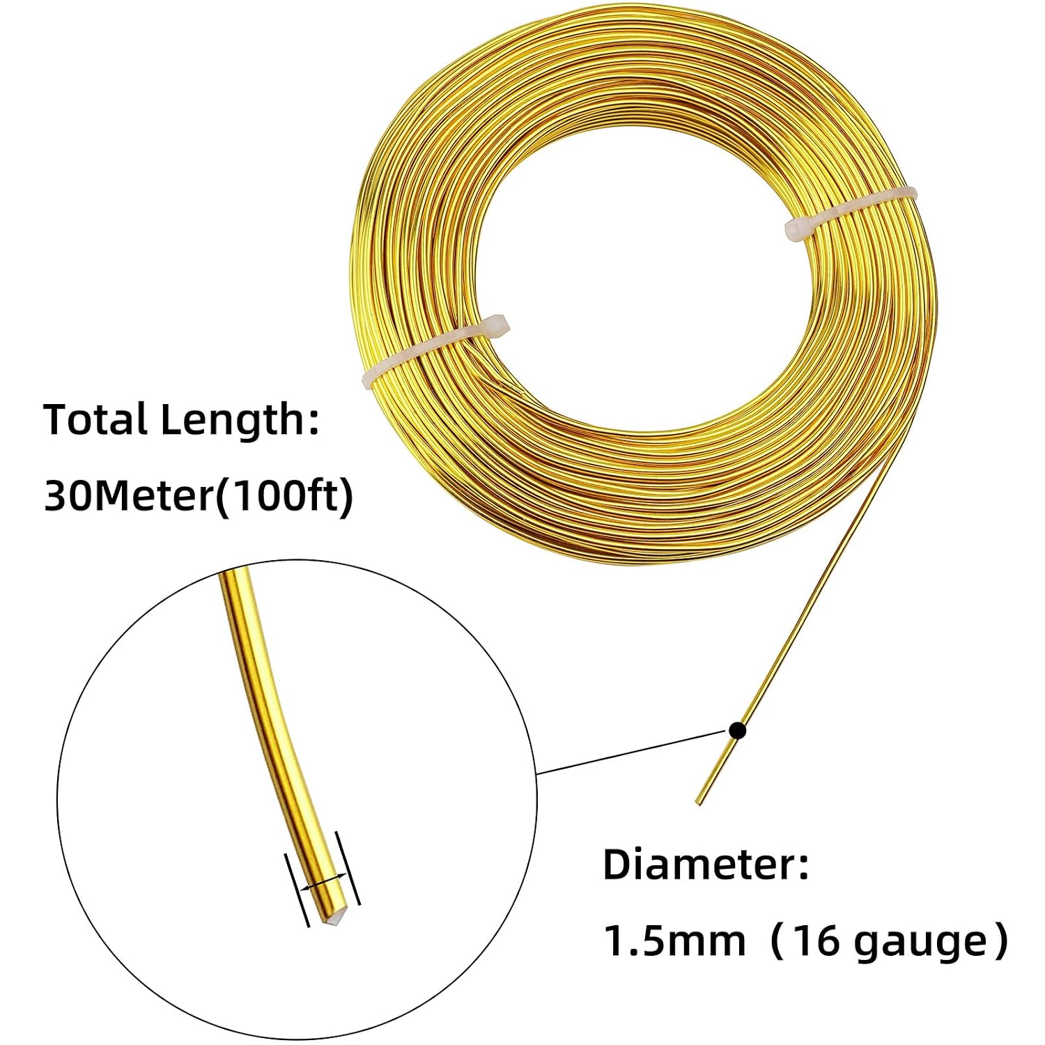 16 Gauge Aluminum Craft Wire for Jewelry Making Sculpting,Gold