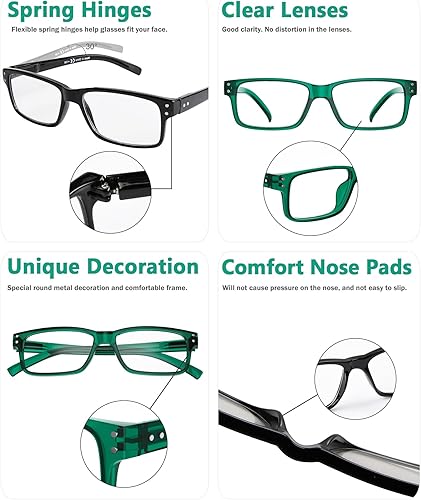 Vista 10 de Eyekepper Vintage Reading Glasses for Men - 5 Pack Spring Hinges Classic Readers