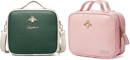 Miniatura 1 de LACATTURA Bolsa de maquillaje de viaje y neceser colgante para mujer, bolsa de maquillaje de viaje de cuero, organizador grande de cosméticos