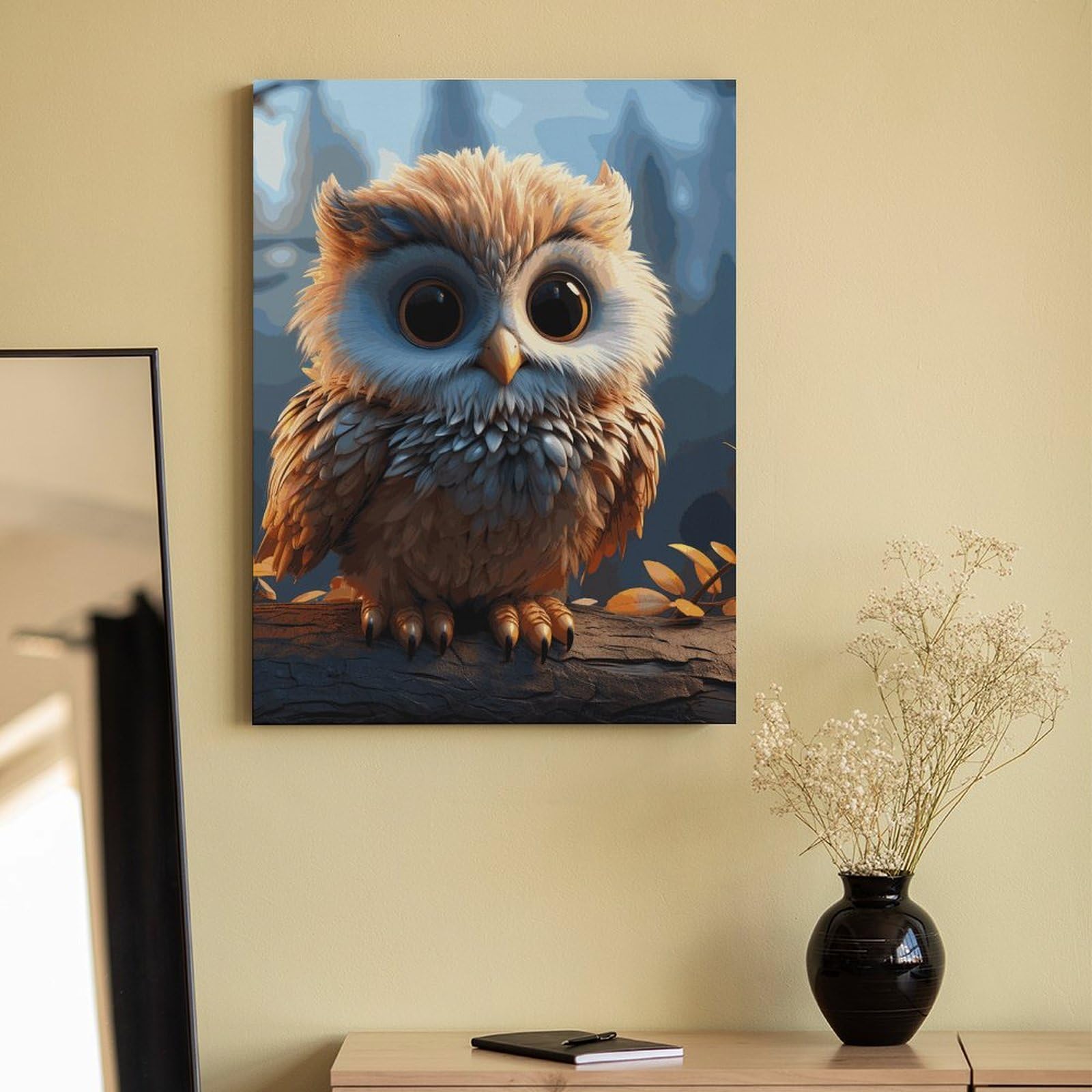 TKJMCSW Malen nach Zahlen-Set mit niedlichem Eulen-Motiv, für Erwachsene, Anfänger, Erwachsene, Malen nach Zahlen, Kits auf Leinwand, DIY-Acryl-Ölfarben, Gemälde mit Pinseln als Geschenk