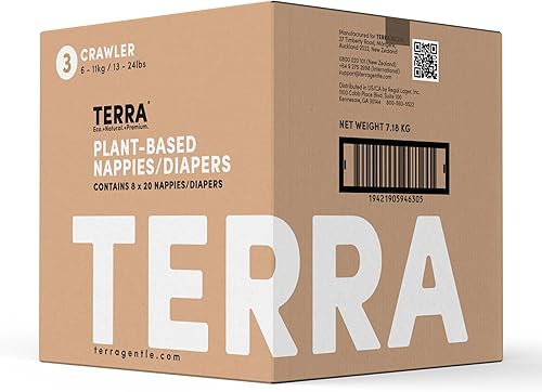 Terra Pañales tamaño 3 85% pañales a base de plantas, ultra suaves y libres de químicos para pieles sensibles, absorción superior para pañales de