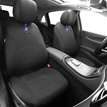 Outlet Cloth Rhinestone Bling Diamond Car Seat Covers Full Set, Universal Fit 95% Car, Airbag Compatible, Zipper Rear Armrest, Breathable with Glitter Crystal Sparkle Strips for Women (Black Blue)