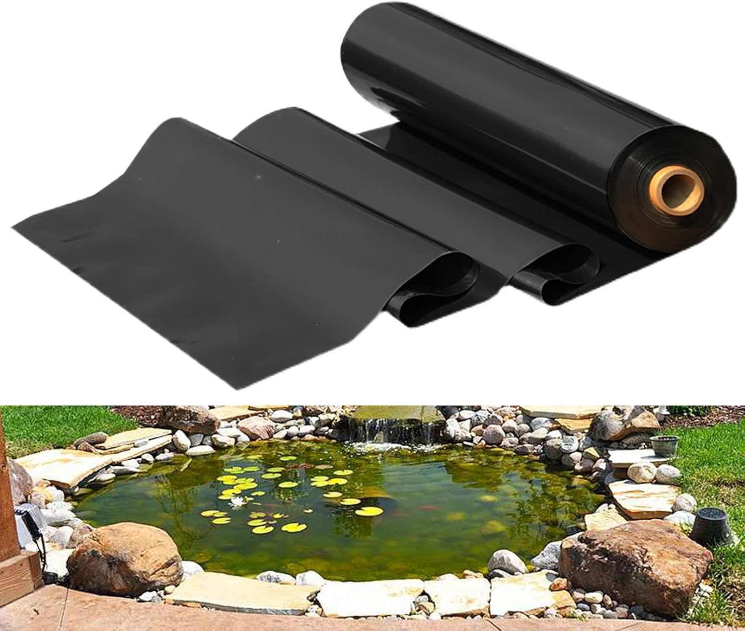 Pond Liner,0.3MM Pond Skins for Fish Pond, Garden Pond, Koi Ponds, Water Gardens, and Fountains,Black (Size : 4x8m/13.12x26.24ft) (3x8m/9.84x26.24ft)