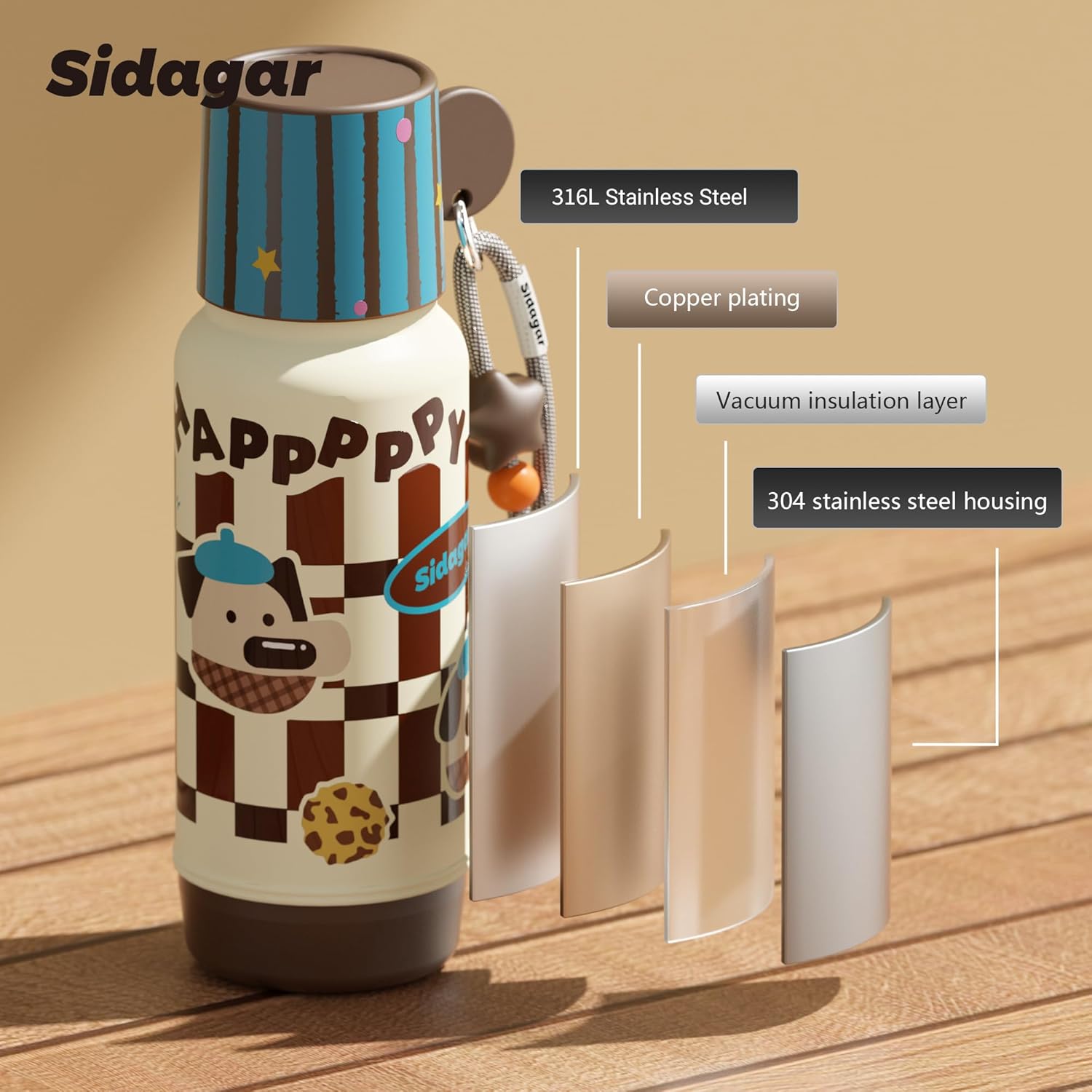 20 oz Cute Tumbler witn Lid and Straw, Insulated Stainless Steel Kids Water Bottle with Strap, Travel Leak Proof Coffee Cup, Dog - Image 7