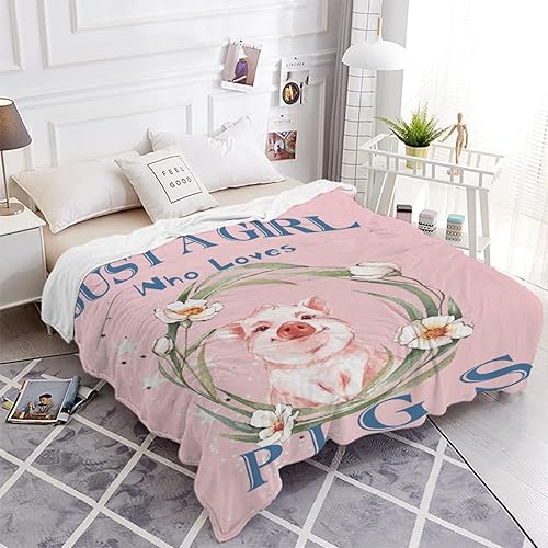 Miniatura 3 de Just A Girl Who Loves Pig - Manta de franela mullida para viajes, picnic, cama, sofá, cálida y acogedora para todas las estaciones, patrón