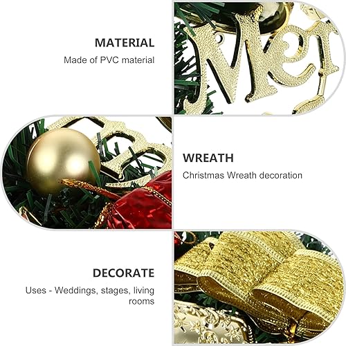 Miniatura 5 de Cabilock Corona de Navidad colgante de Navidad para puerta de Navidad, guirnalda de arrecife al aire libre, adornos navideños para exteriores,