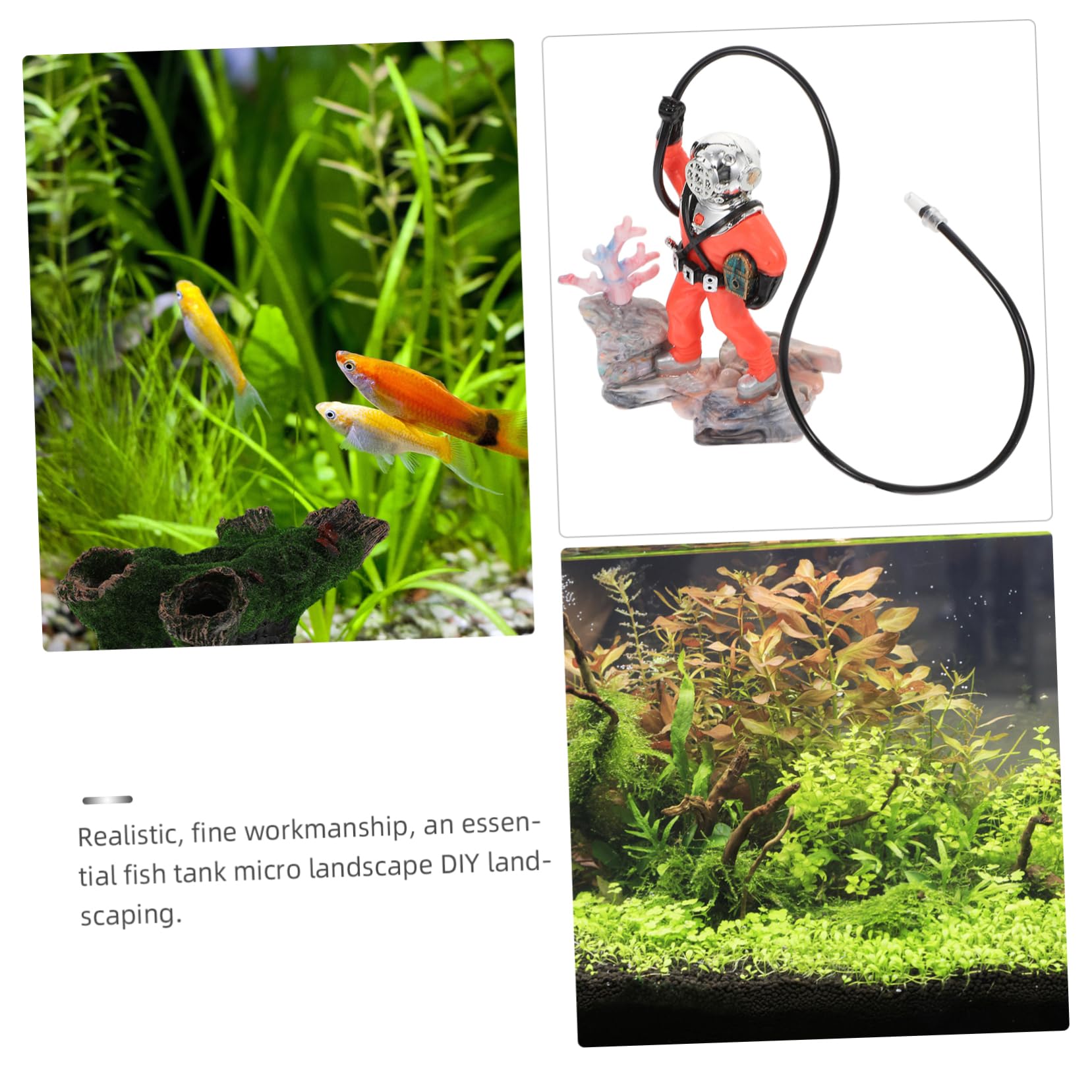 BESPORTBLE 3pièces Figurine De Plongeur Décorative pour Aquarium avec Tuyau Ornement De Paysage pour Réservoir De Poissons Et Accessoire Amusant