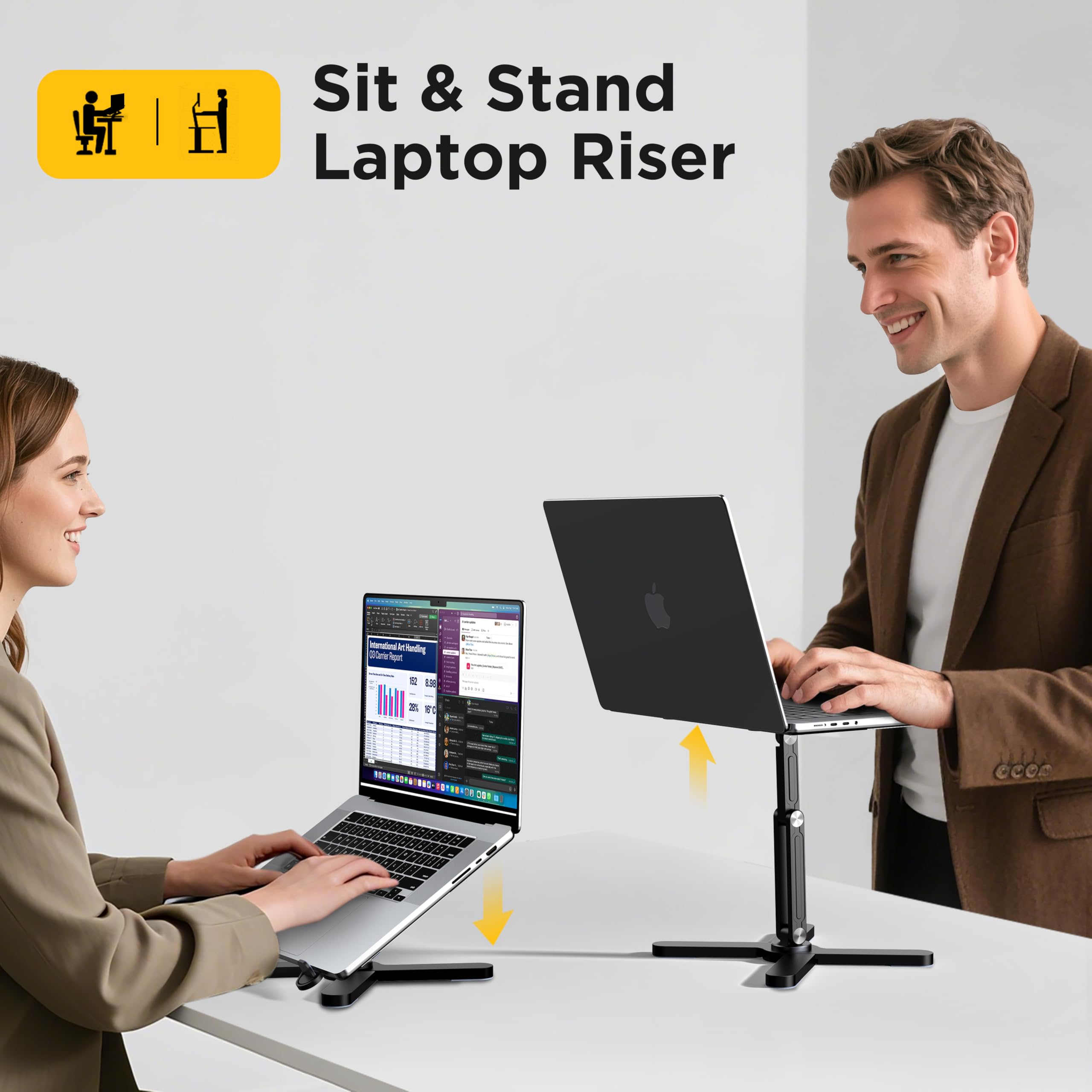 FoldWise X Supporto per Laptop da Scrivania - 100% Alluminio, Base Rotante a 360°, Pieghevole, Altezza & Angoli Regolabili - Riser Robusto & Portatile per MacBook e Laptop da 11-18''