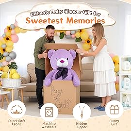 MorisMos Giant Teddy Bear 4 Feet, 47inch Big Lavender Teddy Bear Stuffed Animal Plush for Girlfriend, Boyfriend, Purple