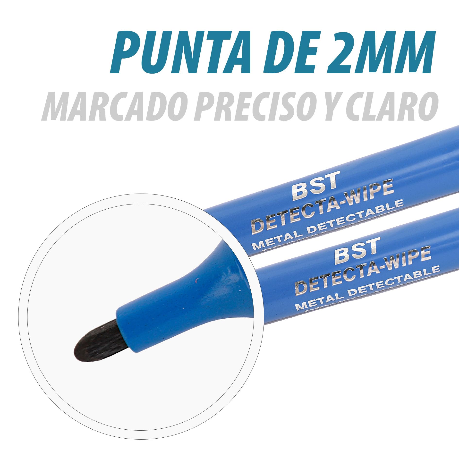 Maya Rotulador DW No Permanente Detectable Metales y Rayos X. Seguridad y Antibacteriano. Ideal Para Normativas HACCP, BRC y Contacto Alimentario UE/FDA (Tinta Azul)