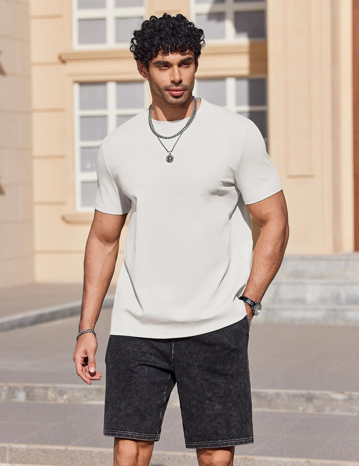 COOFANDY Mens T Shirts Short Sleeve Heavyweight Tshirt Casual Crew Neck Tee Shirts for Men - Image 2