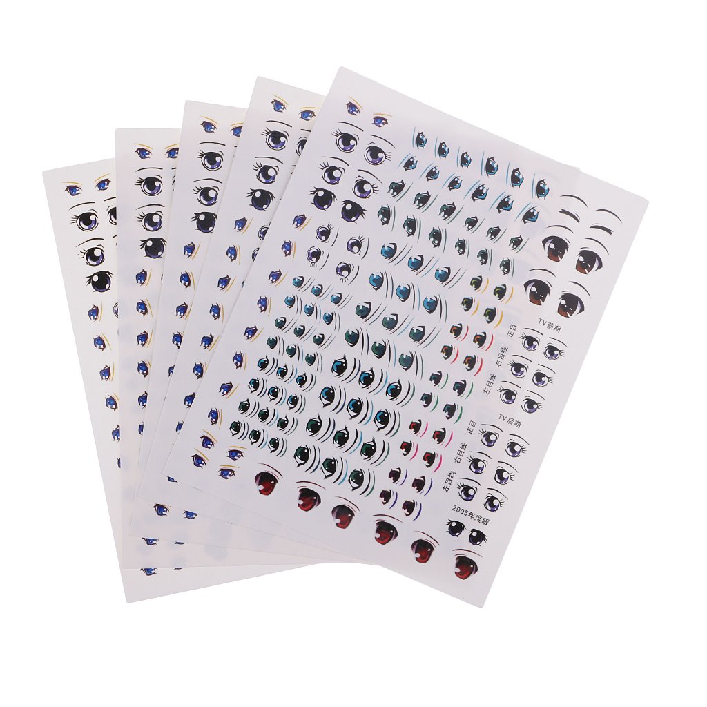 5 Sheet Eyes Stickers Water Decals Anime Figurine Dolls Eye Paster 149x115 mm