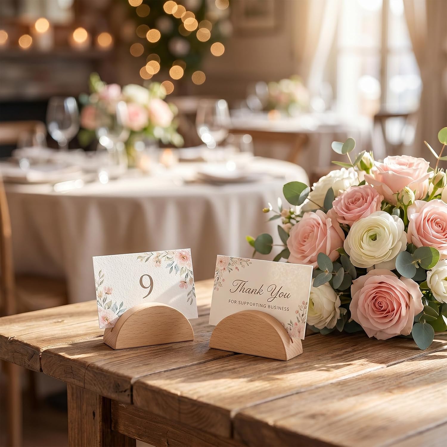 24Pcs Table Number Stands, Wooden Card Holder for Wedding Party