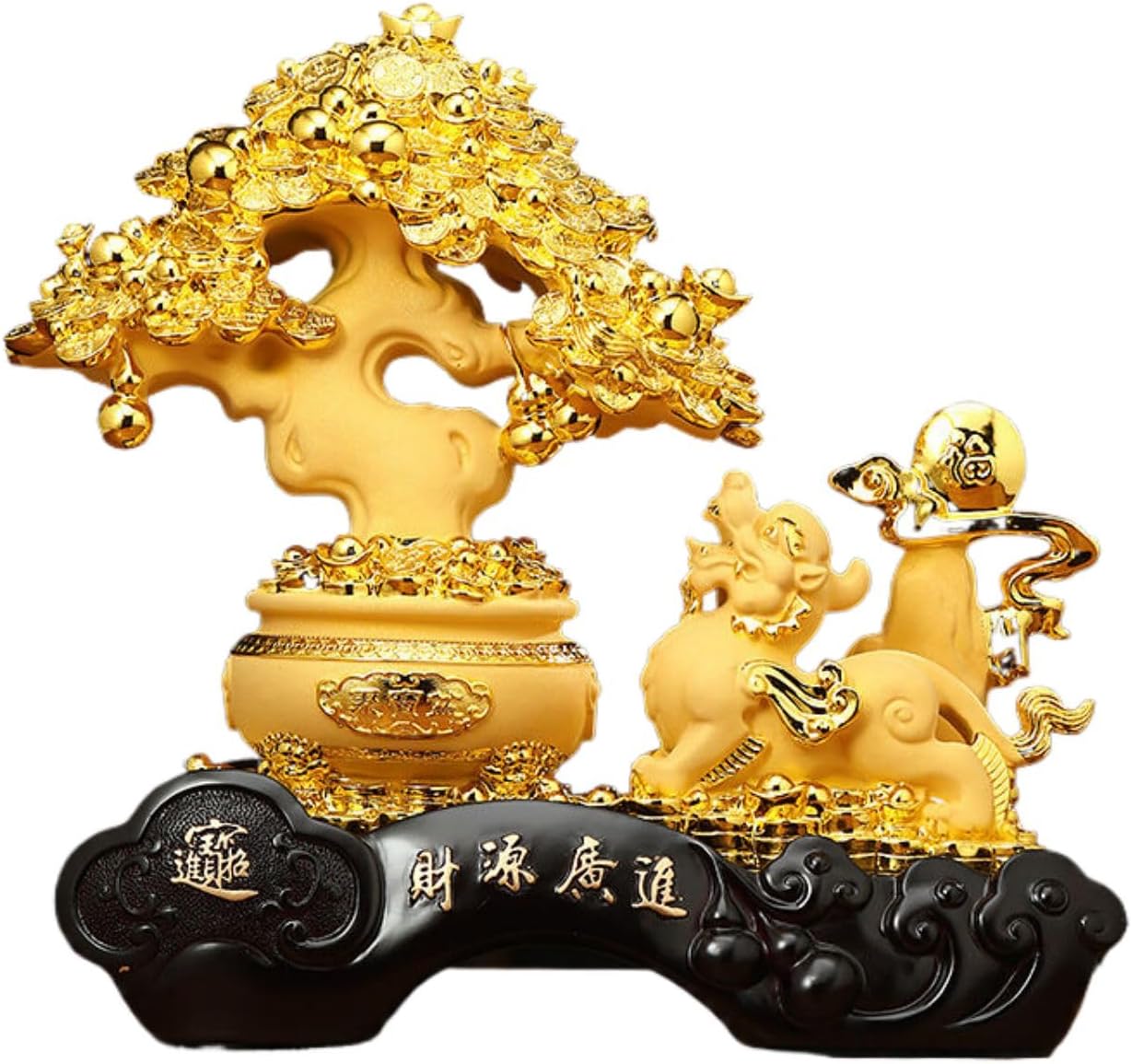 貔貅 piyao Practical Gifts for Birthday, Easter, Christmas 发财树摆件 Feng Shui Figurine Home Office Decor Chinese Gifts 中式 Feng Shui Figurine Golden Treasure Basin 聚宝盆客厅酒柜收银台装饰品店铺乔迁开业礼物 8933