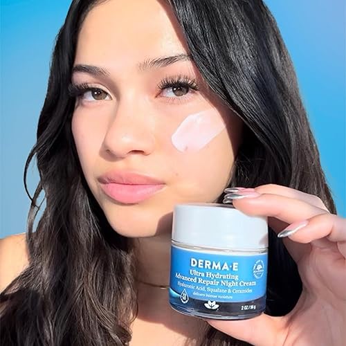 Miniatura 4 de DERMA E Crema hidratante de noche – Hidratante facial durante la noche con ácido hialurónico y té verde antienvejecimiento para suavizar y nutrir, 2