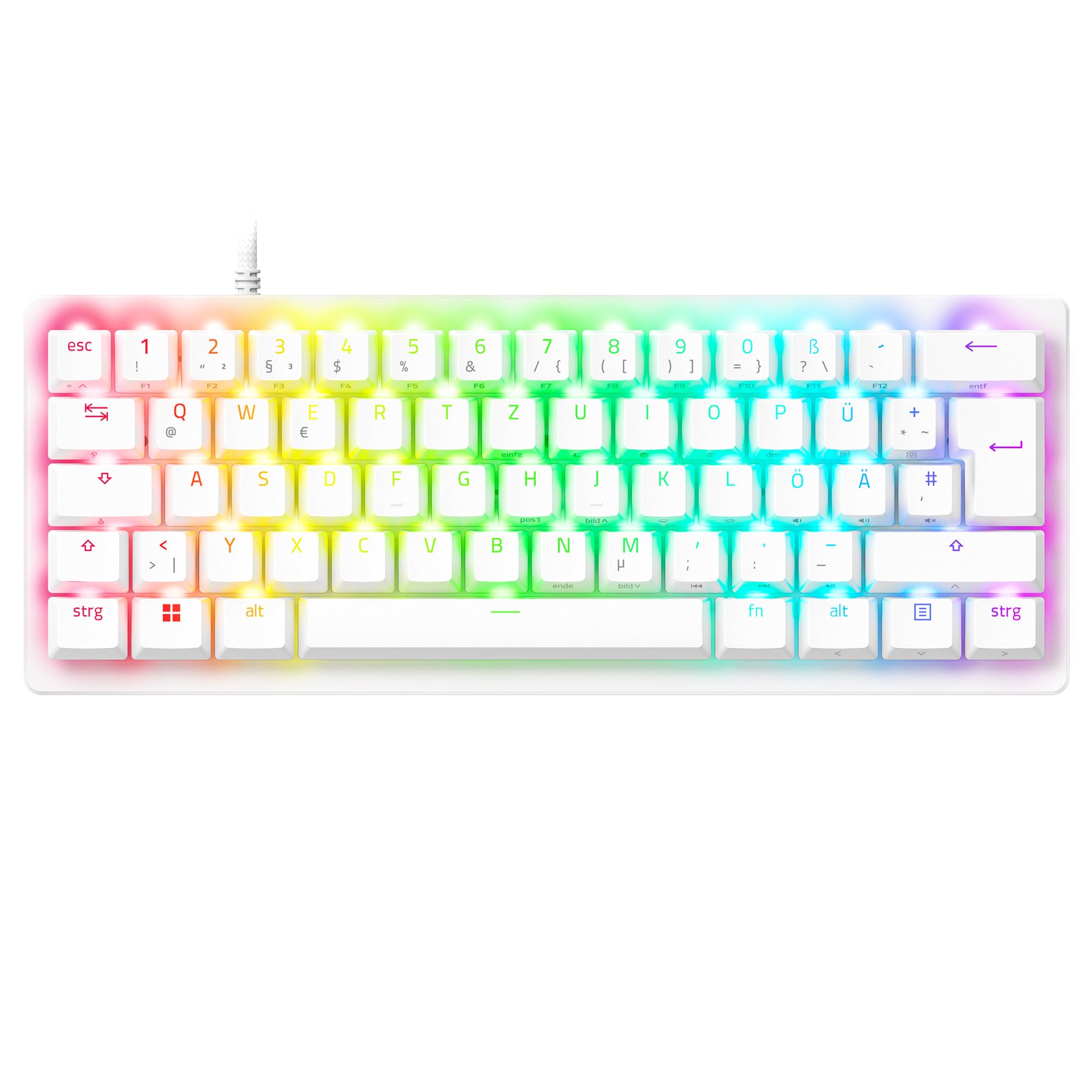 Razer Huntsman V3 Pro Mini White (analoge Switches) - E-Sport-Tastatur im 60% Layout mit analogen optischen Switches, weiß (DE Layout)