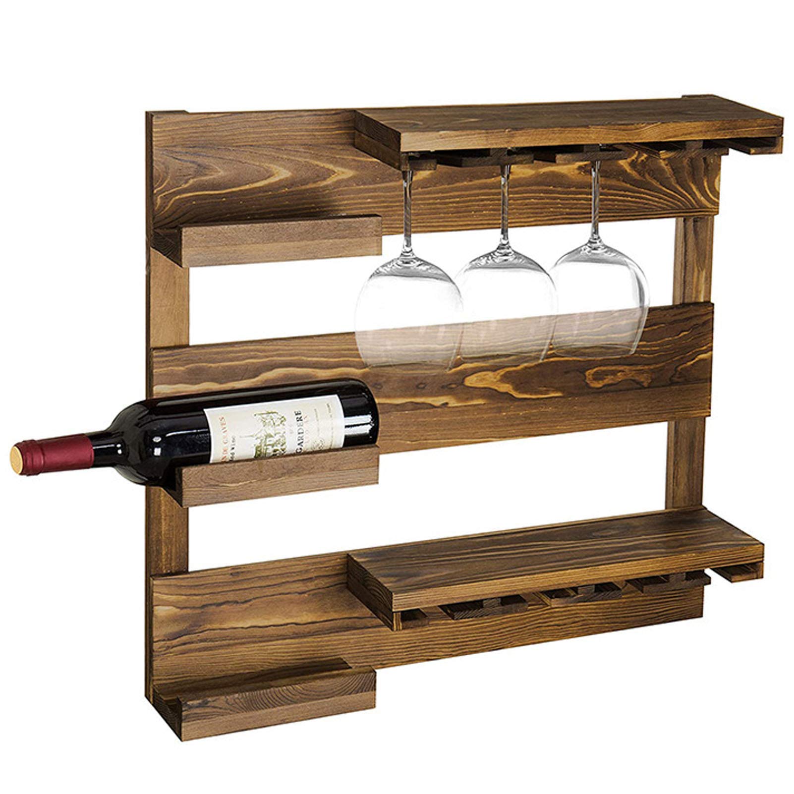Casiers à vin muraux en bois pour ranger 8 verres à longue tige sans encombrer vos placards