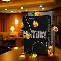 Vista 6 de Vigdur Paquete de 2 tiras de luces de piña, funciona con pilas con 20 luces LED de patio divertidas para fiesta, dormitorio, hogar, cumpleaños