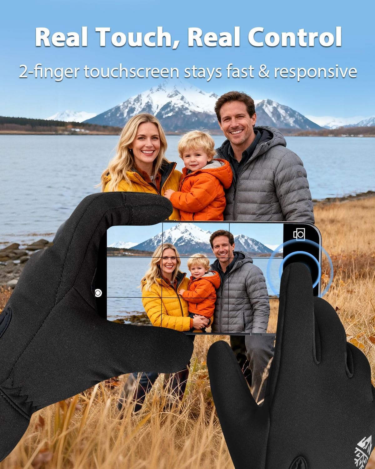 RIGWARL Winter Gloves Men and Women Medium-Thick, Gloves for Cold Weather with Thermal Plush, Touchscreen Running Glove Adjustable Zippered Wrist for Walking The Dog Hiking Camping Cycling Work - Image 3